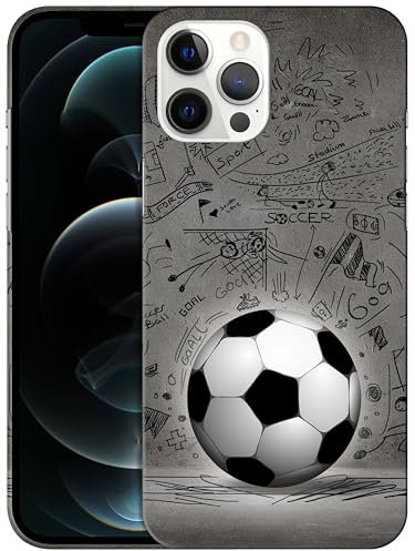 GlamCase for iPhone 12 Pro Max, iPhone 12 Pro Max Case - Football Wall art Design Printed Slim & Sleek Cute Plastic Hard Snap on Protective Designer Back Phone Case/Cover for iPhone 12 Pro Max White