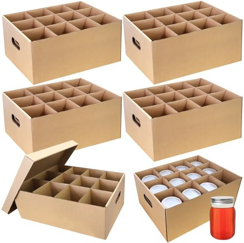 Yamahiko 6-Piece Storage Box for Quart Canning Jars, Organizer Holder for 32 oz Mason Jars, Natural Color
