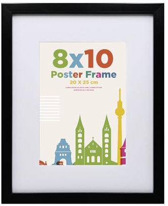 Egofine 10x8 Picture Frame with 7x5 Mount, Wooden 20 x 25 cm Frames Featuring Clear Acrylic Glass for Table and Wall Mounting, Perfect for Portrait, Home, Office, Black