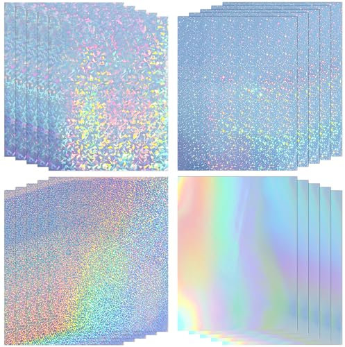 Koala Holografisches Aufkleberpapier für Tintenstrahl- und Laserdrucker, 20 Blatt, bedruckbares Vinyl-Aufkleberpapier, wasserdicht, 21,6 x 27,9 cm, Dimond/Regenbogen/Punkte/Sterne