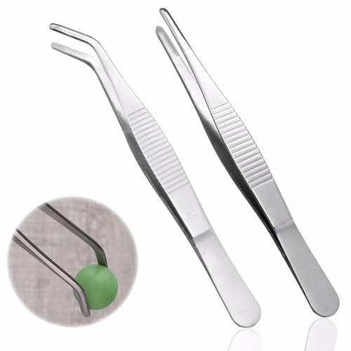 MAEXUS 2 pinzette curve, pinzette smussate, in acciaio inox, 14 cm, per lavori di laboratorio, artigianato, animali acquatici
