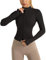 Heinaroman Damen Laufjacke Leichte Sportjacke DaumenlöCher Atmungsaktive Fitness Sportjacke Slim Fit Trainingsjacke Yoga ReißVerschlüSse Top für Laufen Yoga Gym