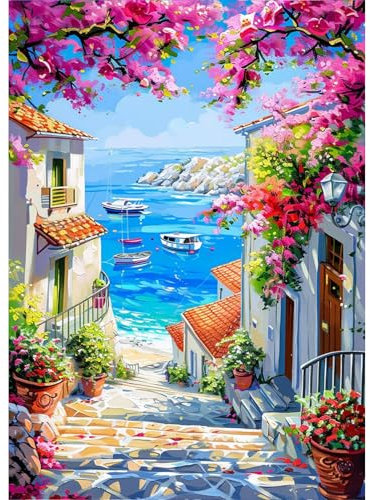 AIRDEA Landschaft Diamond Painting Erwachsene, DIY 5D Meerblick Diamant Painting Bilder, Bastelset Erwachsene Frauen als Haus Wanddeko 30x40 cm
