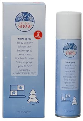 Kaemingk Schneespray 150ml + 8 Schablonen - Kunstschnee Dekospray für Winter & Weihnachten - Dekoschnee Spraydose - Sprühschnee Dose für Fensterbilder - Weihnachtsdeko Fensterdeko