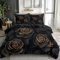 Housse de Couette avec 2 Taie d'oreiller 65 x 65 cm Noir Parure de Couette en Microfibre Brossée Douce Rose Noire et dorée foncée thème Parure de lit 220 x 240 cm Adulte Couette imprimée