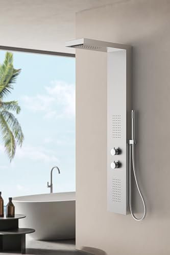 Marwell Duscharmatur Duschset Essenza chrom 125x20 cm - Regendusche - Handbrause mit Schlauch