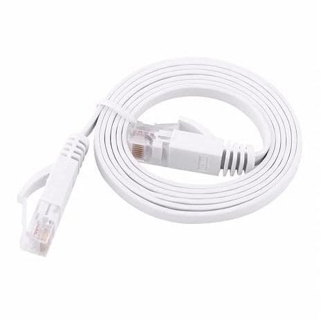 PNI Cable de red plano S/STP CAT7 U7015W, Patch, 2 x RJ45, 4 pares de hilos, 32AWG, cobre, 10 Gbps, 600 MHz, 1,5m, blanco
