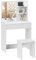 HOMCOM Tavolo da Trucco a 3 Ripiani e Cassetti con Specchio e Sgabello Abbinato, Toeletta da Camera in Truciolato, 75x40x137 cm, Bianco