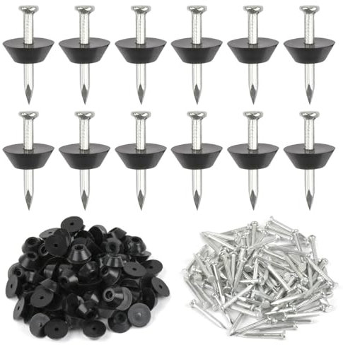 BAITNO Lot de 100 clous à picots - 3 x 30 mm - Clous d'étanchéité pour bande à picots, clous de montage, boutons de montage avec clou pour film à picots, drainage de construction, parterres surélevés
