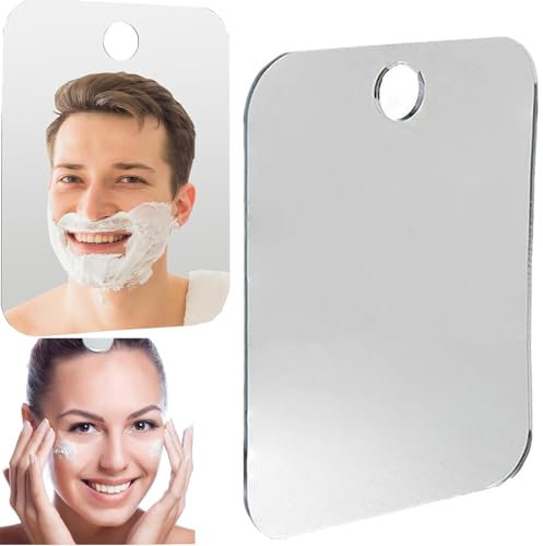 Junjie Espejo de ducha antivaho, espejo de afeitar para ducha, sin marco para colgar en la pared, baño, espejo portátil, baño, hogar