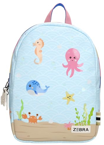 ZEBRA trends - Kinderrucksack Unterwasser-Motiv für Kinder - bezauberndes Tiermotiv von Pip Gewinner des Designwettbewerbs - Schulrucksack leicht für Tagesausflug - Hellblau