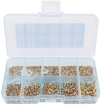 Yuhtech 1000 rivets creux, rivets creux en laiton, rivets hybrides traversants en cuivre, rivets à œillets entièrement creux, M0.9-M7