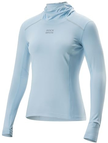 ROCKBROS Damen Fahrradshirt Langarm UPF 50+ mit Kapuze für Sommer | Fahrradtrikot, Atmungsaktiv Elastisch Schnelltrocknend, Taschen, für Radfahren Wandern Laufen Angeln Outdoor