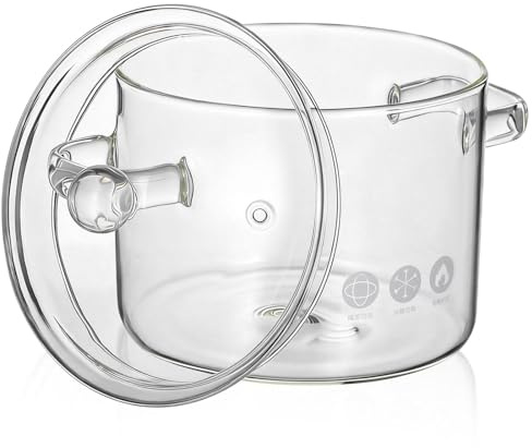 PHENOFICE Bol Verre Transparent avec Couvercle pour Soupe et Nouilles Cuisson Rapide et Grande Capacité Adapté Repas Chaud Maison et Appartement