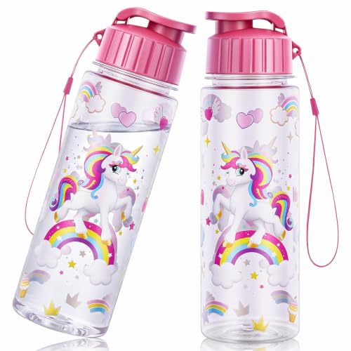 Hejo 2 Pezzi Borraccia per Bambini 500ml, Antiperdita, Motivo Unicorno