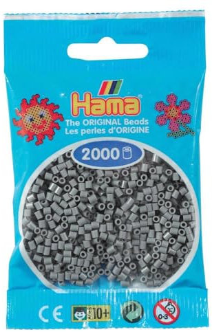 Hama Perlen 501-17 - Mini-Perlen, 2000 Stück grau