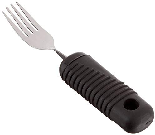 Fourchette Sammons Preston Sure Grip, cuillère en acier inoxydable avec épaisse poignée en caoutchouc nervurée, facilitant la prise en main, ustensile de diamètre 3.8cm.