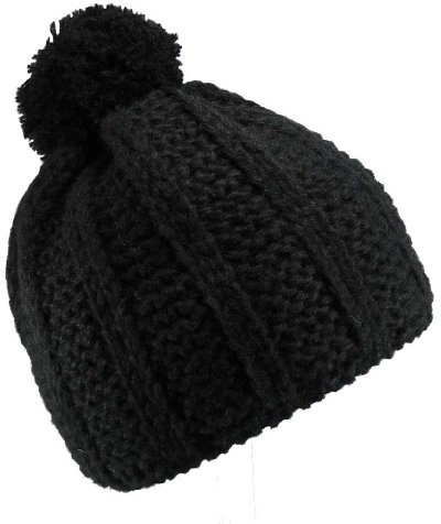 Akaz Strickmütze mit Bommel, Farben:Uni schwarz