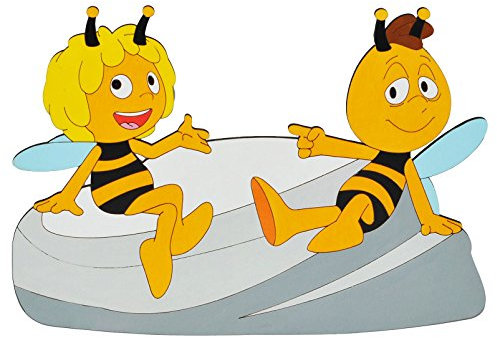 alles-meine.de GmbH XL - Türschild/Wandbild/Wandtattoo - die Biene Maja und Willi - aus Holz - selbstklebend - Kinderzimmer Deko Bilder/Aufkleber Wandsticker Wanddeko