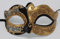 VENETIAN MASQUERADE CARNIVAL PARTY EYE BALL MASK BLACK & GOLD WITH MUSICAL NOTES SCRIPT