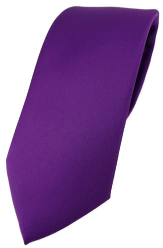 TigerTie Herren Krawatte – Klassische 7,5 cm Krawatte in lila einfarbigem Design, ideal für Geschäftstermine, festliche Anlässe und die Freizeit