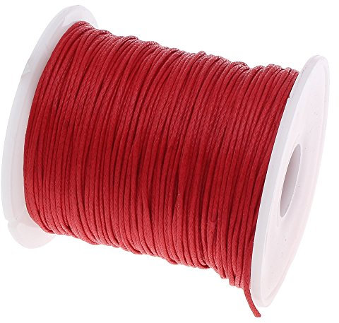 Perlin - Cordón de algodón encerado, 75 m, de color rojo, 1 mm, cuerda para joyas, hilo de algodón de cera, cinta para perlas y joyas C167