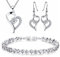 Kim Johanson Damen Schmuckset *Alexandra* in Silber I Halskette mit Anhänger & Ohrringe aus Edelstahl I Armband rhodiniert I Mit weißen Kristallen besetzt inkl. Schmuckbeutel