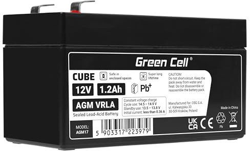 Green Cell® Rechargeable Batterie AGM 12V 1,2Ah VRLA accumulateur au Gel Plomb Cycles sans Entretien Battery étanche | Jouets électriques | Alarm | UPS | Tableaux de Distribution | Les clôtures