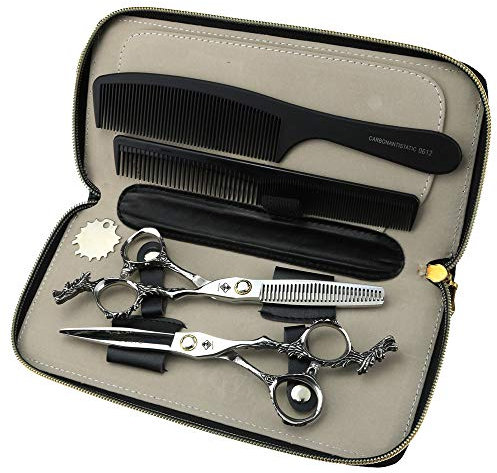 JIESENYU Friseurschere, 440C Stahl,Haarschere professionell, Haarschneideschere, 6 zoll Silber Ausdünnungsschere Friseurladen