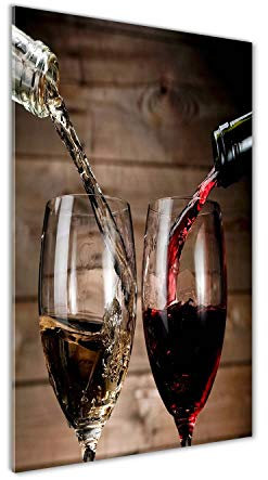 Tulup Peinture sur Verre trempé 70x140cm décoration Murale Tableau Image - Vin dans des Verres