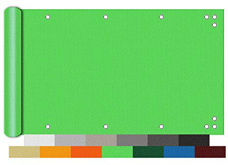 Yoosing Balkon Sichtschutz 60x450cm, Balkonbespannung, mit Ösen und Kordel Blickdichte Balkonumspannung für Garten Swimming Pool - Hellgrün
