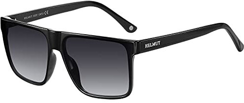 H HELMUT JUST Sonnenbrille Herren Eckig Groß, Schwarze Sonnenbrille Getönte Gläser Leichter Frame TR90 Rahmen Retro Klassisch