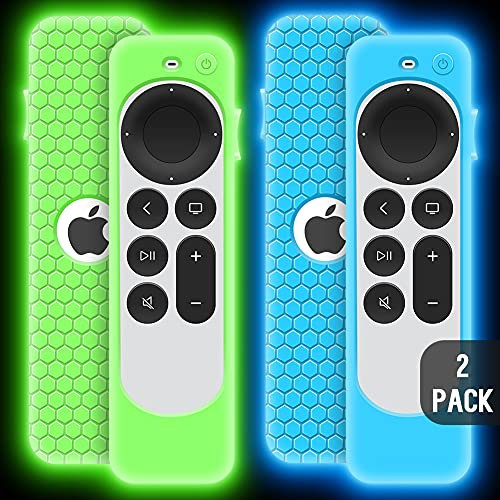 Schutzhülle für Apple TV 4K 2021 Fernbedienung, Schutzhülle für Siri Remote 2. Generation/Apple TV 6. Generation, Ersatz-Silikon, Schutzhüllenhalter, Schutzgriff, Blau / Grün