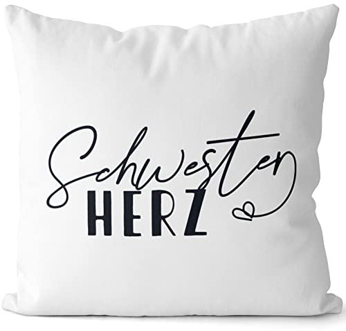 JUNIWORDS Kissen, Schwesterherz, Weiß-Hellbraun, 2-farbig (1006932)