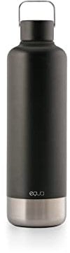 EQUA Timeless Isolierte Trinkflasche, doppelwandig, Edelstahl, 24 Stunden kalt oder bis zu 12 Stunden heiß, BPA-frei, auslaufsicher, haltbar, multifunktional (Dark, 1000ml)