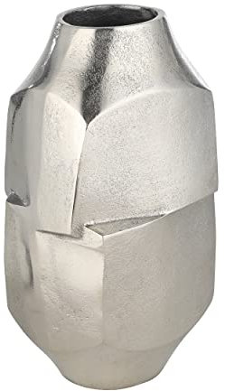 EGLO LIVING Metallvase Abucay, asymmetrische Deko Vase für Pampasgras, Dekovase für Wohnzimmer, Blumenvase aus Metall in Nickel, Tischdeko 29 cm