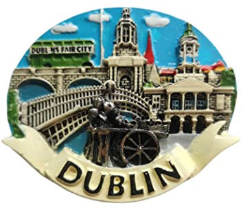 3D Dublin Ireland Fridge Magnet Souvenir Gift,Resin Handmade Dublin Refrigerator Magnet Home & Kitchen Decoration Collection
