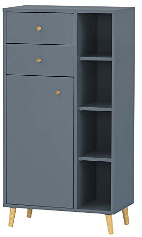 Lomadox Bad Midi-Schrank in blau, B/H/T ca. 60,2/113,4/33,1 cm