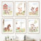 CPGG Set von 6 Pferd Kuh Schwein Huhn Bauernhof Tiere Kinderzimmer Wandkunst Leinwand Malerei Nordische Poster und Drucke Wandbild Baby Kinderzimmer Dekor-20x30cm (Kein Rahmen)