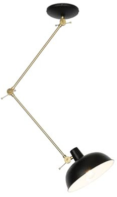 Qazqa - Retro Retro-Deckenleuchte I Deckenlampe I Lampe I Leuchte schwarz mit Bronze - Milou I Wohnzimmer I Schlafzimmer - Stahl Länglich - LED geeignet E27
