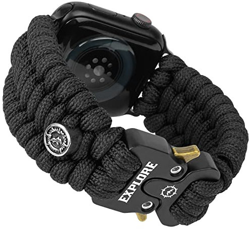 Survival Paracord Watch Band Compatible with Apple Watch Straps Series SE 8/7/6/5/4/3/2/1-42mm 44mm 45mm, Perfect for Men's Outdoor, Military and Tactical Activities