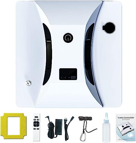 SPUZZO Robot Limpiacristales, Limpiacristales Robot Eléctrico,2800PA, Limpia Cristales Robot Ventanas con Tanque de Agua 40ml, para Lavar Todas Las Superficies Lisas Control Remoto