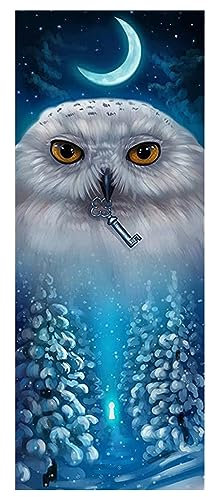 ParNarZar Diamond Painting 35x80 cm - Eule Trägt Schlüssel Mond Blau - Eckige Steine 5D DIY Vollbild Set Groß XXL für Eingangshalle, Durchgang, Schornstein, flur