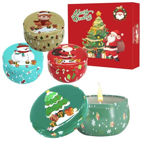 Christmas Scented Candles Gift Set,4 Pack 2.5Oz Christmas Decorations Candles Xmas Aromatherapy Candles Gift Set for Women,Natural Soy Wax Candles Gift Sets for Xmas Bath Yoga Stress Relief Gifts