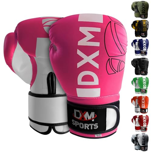 Guantes de boxeo y sparring, color rosa y blanco, 12 onzas para hombres y mujeres, kickboxing, muay thai, artes marciales mixtas