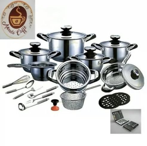 AMC - Batería de cocina (23 piezas, acero inoxidable, antiadherente, inducción)