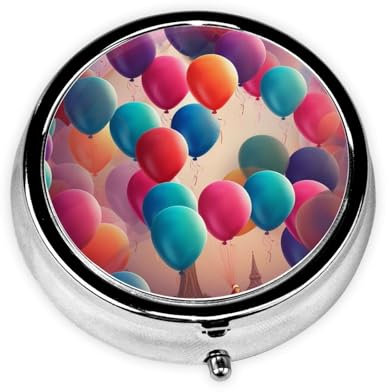 Pillendose Ballon Pillendose mit Spiegel, Retro, kleiner Pillendosierer für Vitamine, Fischöl, tragbar, Nahrungsergänzungsmittel, kleiner Pillendosierer für Tasche oder Reisen