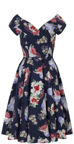 Hell Bunny Misa Midi Dress Frauen Mittellanges Kleid Multicolor
