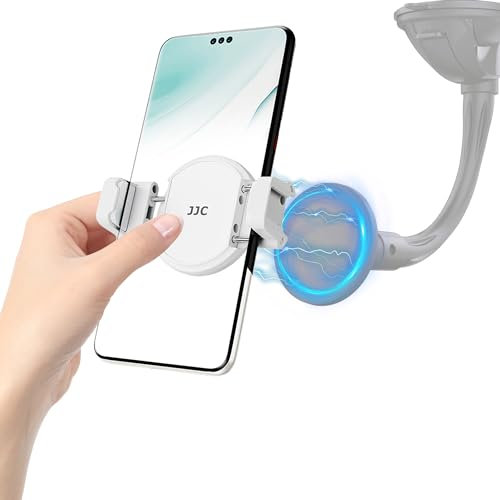 JJC Phone Magnetic Clamp for iphone Tripod Mount 55-95mm Adjustable with Thread Connections [Clip & Remove at Anytime] for Smartphone & Android Phones with or without Case, Compact, Vlogging