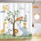 Bonhause Duschvorhang Kinder Cartoon Tiere Giraffen Elefant Duschvorhänge 180 x 180 cm Anti-Schimmel Wasserdicht Polyester Stoff Waschbar Bad Vorhäng für Badzimmer mit 12 Haken